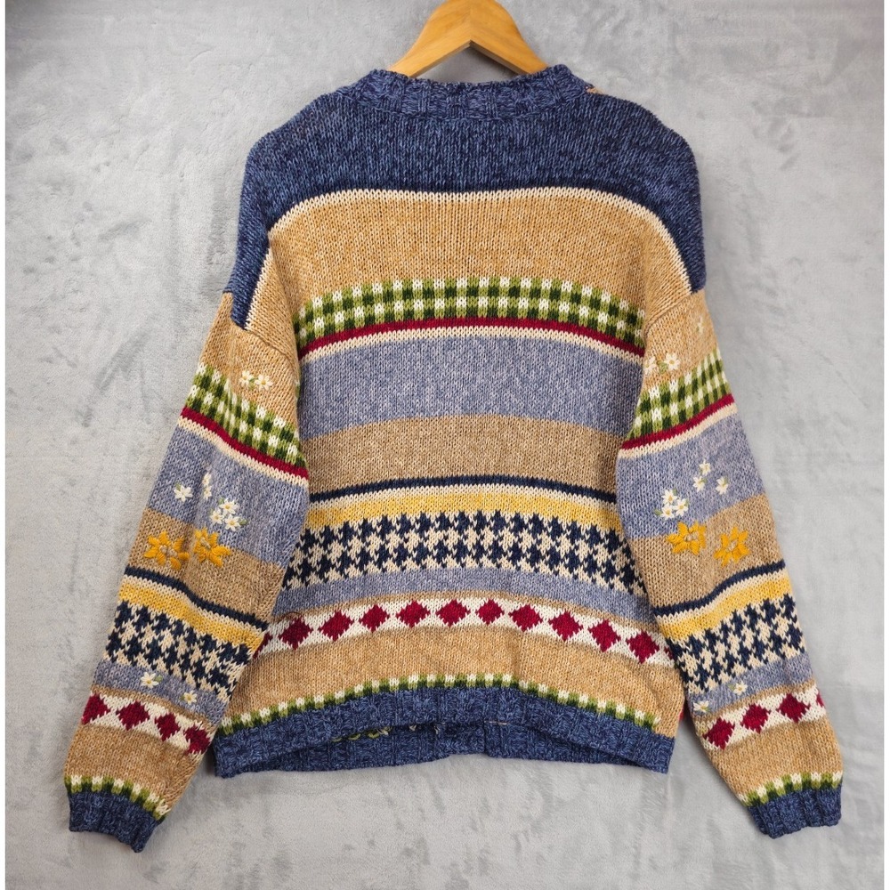 Bon Worth Chunky Sweater Large Cardigan Artsy Farm Barn Chicken Cottagecore - Picture 5 of 5